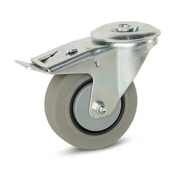 MESO Ruote grigie in gomma frenata con foro centrale - 100mm - 150kg