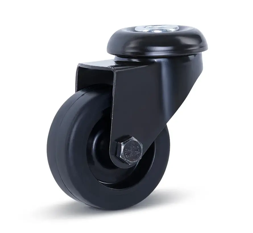 Ruota girevole per mobili nera con foro centrale - 50mm - 40kg