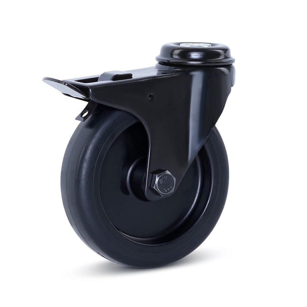 4 Ruote Girevoli Piombate 100mm Con Freni - Doppio Cuscinetto, Portata 700kg, Colore Nero