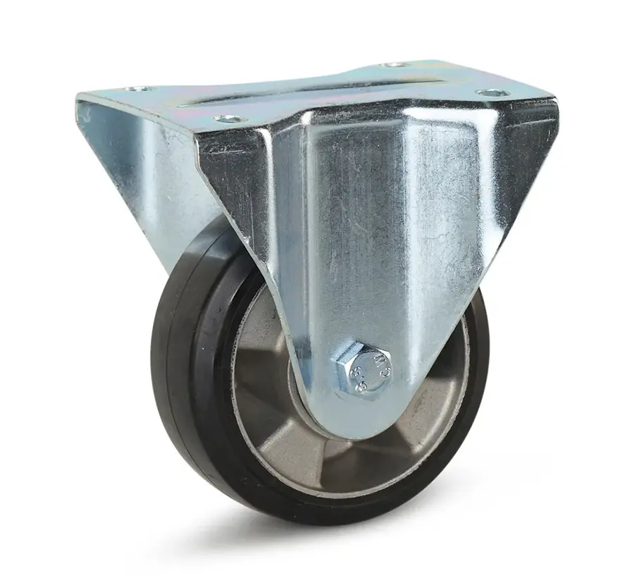 Rotelle fisse in gomma elastica nera - 125mm - 300kg