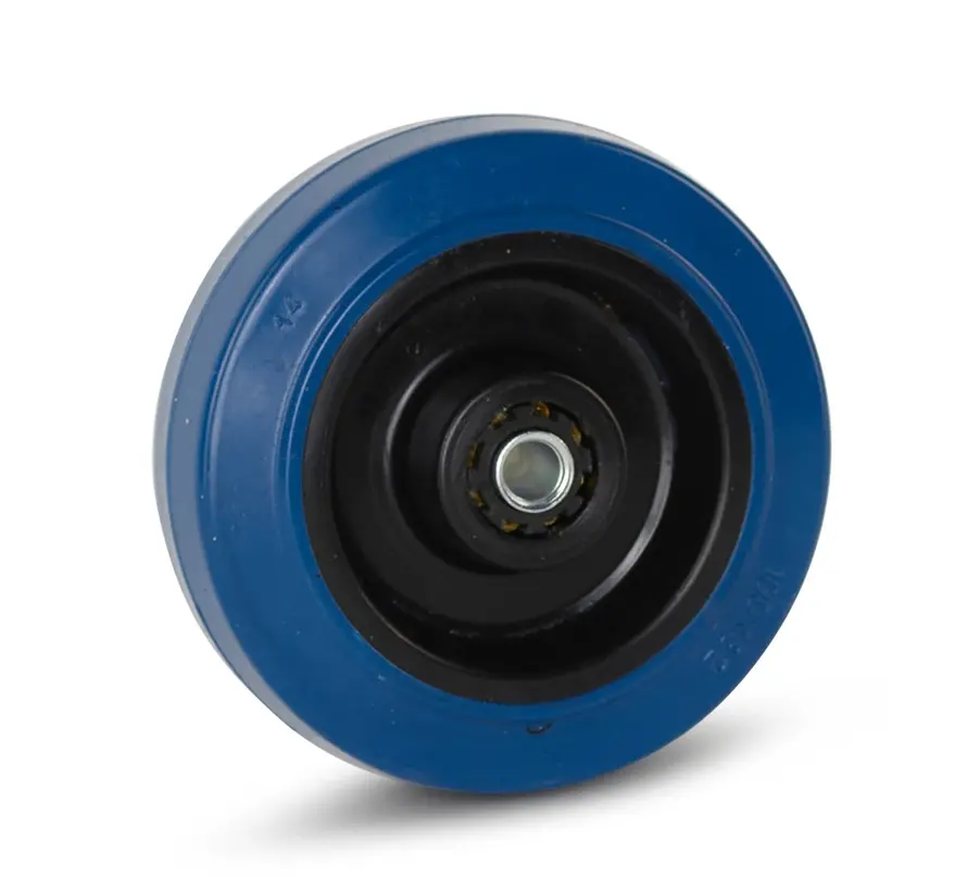 Ruota in gomma elastica blu - 100mm - 100kg