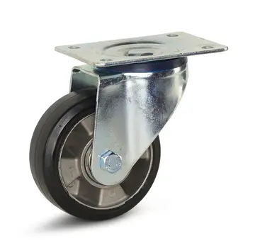 MESO Ruota girevole in gomma elastica nera con piastra superiore - 125mm - 300kg