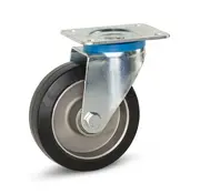 MESO Ruota girevole in gomma elastica nera con piastra superiore - 125mm - 300kg