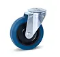 Ruota girevole in gomma elastica blu con foro centrale - 125mm - 180kg
