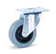 MESO Ruota girevole in gomma grigia con piastra superiore - 100 mm - 75 kg - Antitraccia
