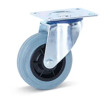 MESO Ruota girevole in gomma grigia con piastra superiore - 100 mm - 75 kg - Antitraccia