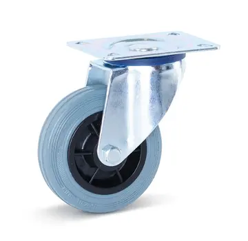 MESO Ruota girevole in gomma grigia con piastra superiore - 100 mm - 75 kg - Antitraccia