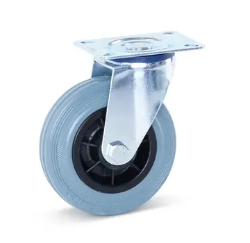 MESO Ruota girevole in gomma grigia con piastra superiore - 125 mm - 120 kg - Antitraccia