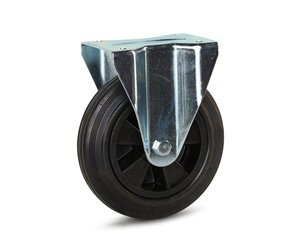 RUOTA GOMMA NERA DIAMETRO 100MM GIREVOLE CON PERNO PASSANTE D12 CON FR Senza Freno S112 Avo Industria Ruote