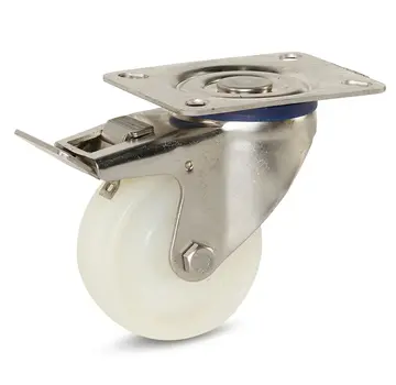 MESO Ruota girevole in nylon inox frenata con piastra superiore - 80mm - 140kg