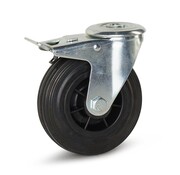 MESO Ruota girevole in gomma frenata con foro centrale - 125mm - 120kg