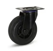 MESO Ruota girevole in gomma nera con piastra superiore - 125mm - 120kg