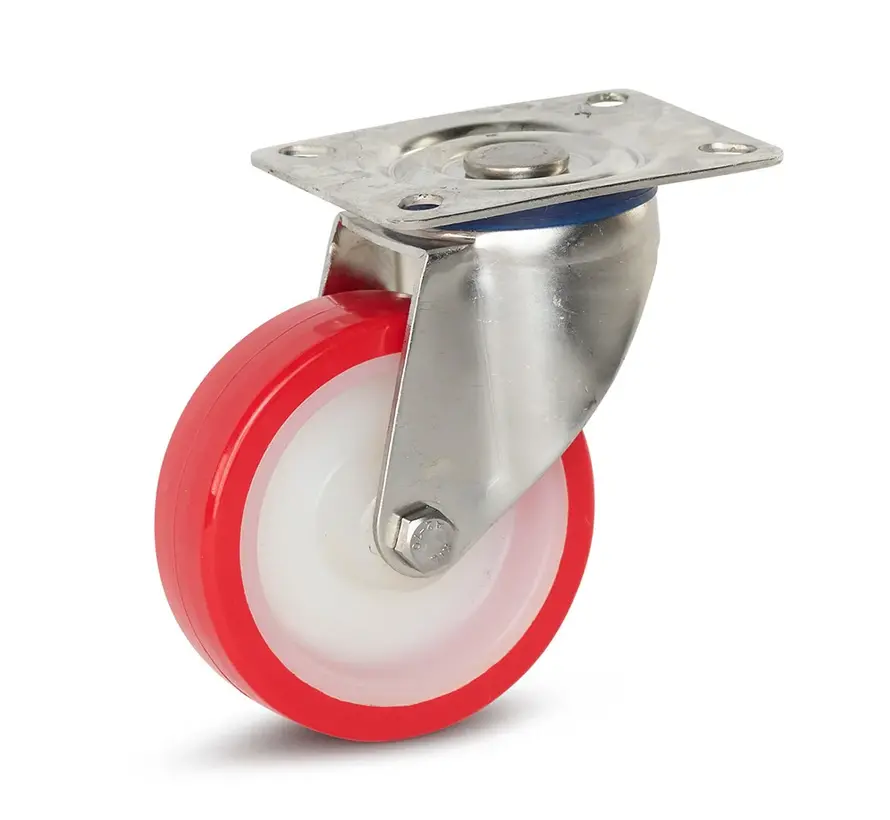 Ruota girevole in acciaio inox con piastra superiore - 100mm - 180kg
