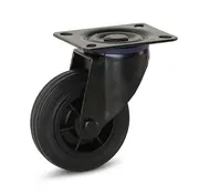 MESO Ruota girevole in gomma nera con piastra superiore - 100mm - 75kg