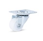 Piccola ruota girevole in PP bianco con piastra superiore - 25mm -15kg