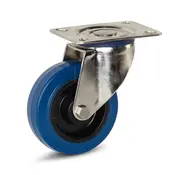 MESO Ruota girevole in gomma elastica in acciaio inox con piastra superiore - 100mm - 100kg