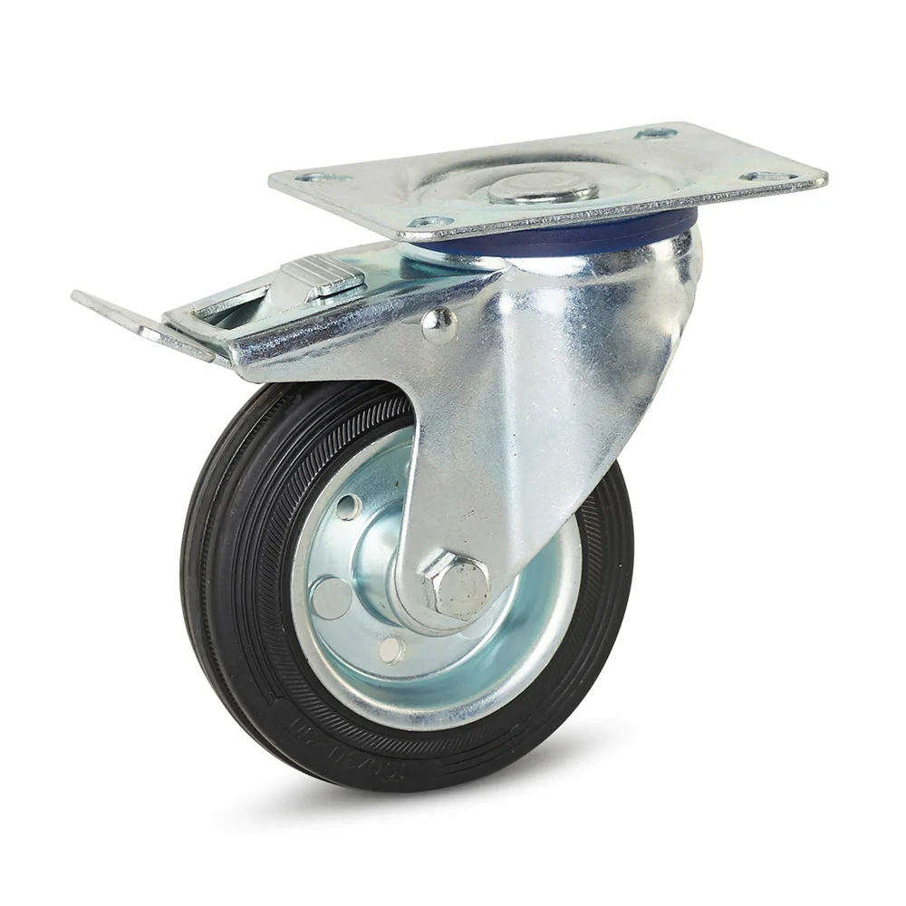 RUOTA IN GOMMA CON SUPPORTO A PIASTRA GIREVOLE 85 Mm 1500206 - Foto 10