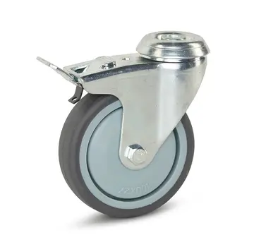 MESO Carrello con ruote piroettanti frenate con foro centrale - 100mm - 100kg