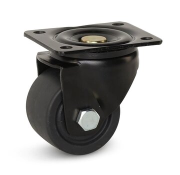 MESO Ruota girevole in nylon nero per impieghi gravosi con piastra superiore - 75mm - 600kg