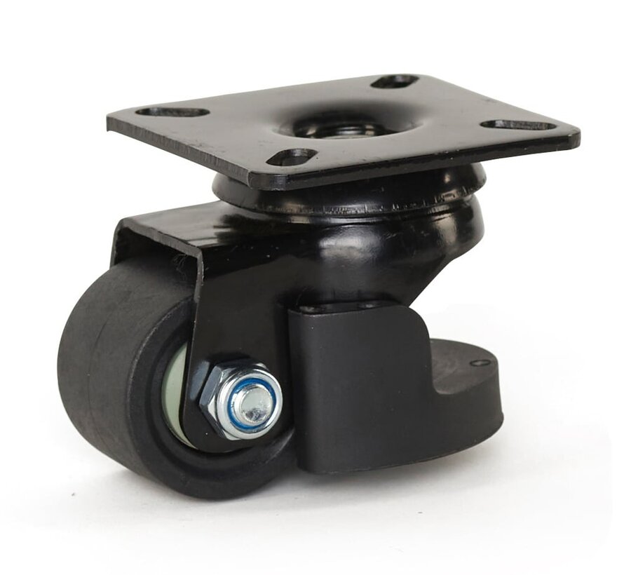 Ruota girevole in nylon nero per impieghi gravosi con piastra superiore - 50mm - 150kg