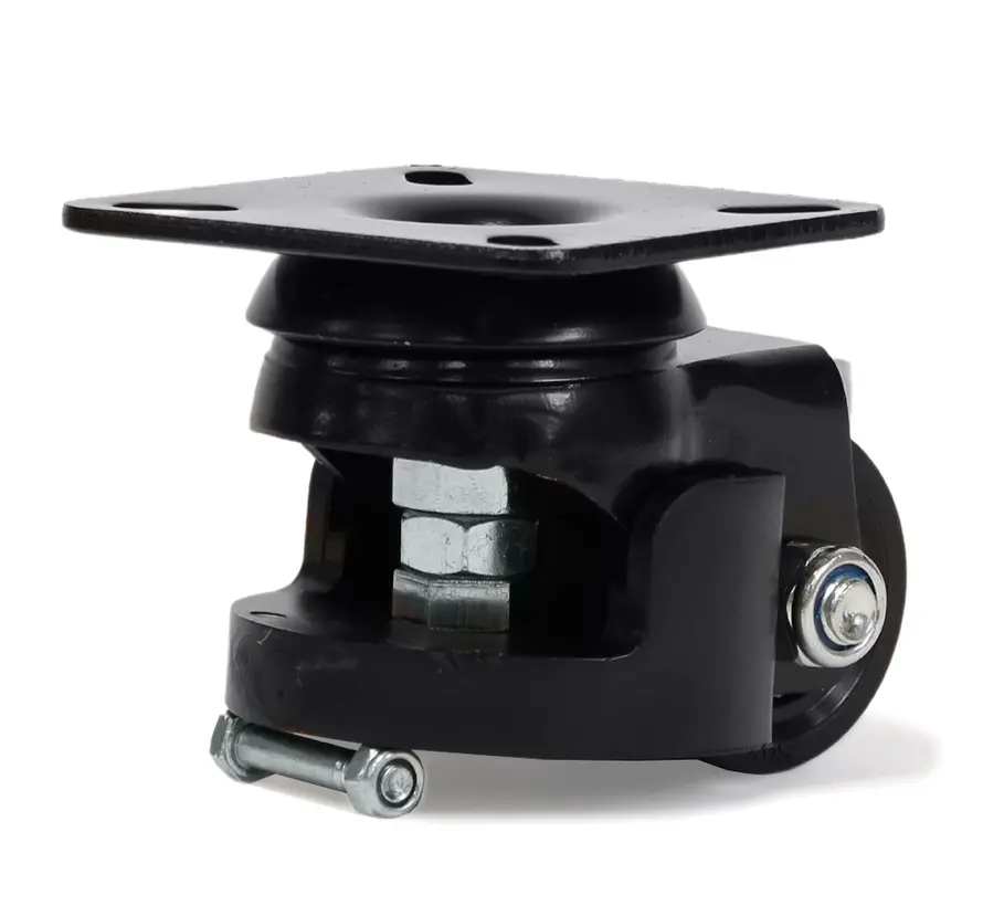 Ruota girevole in nylon nero per impieghi gravosi con piastra superiore - 50mm - 150kg
