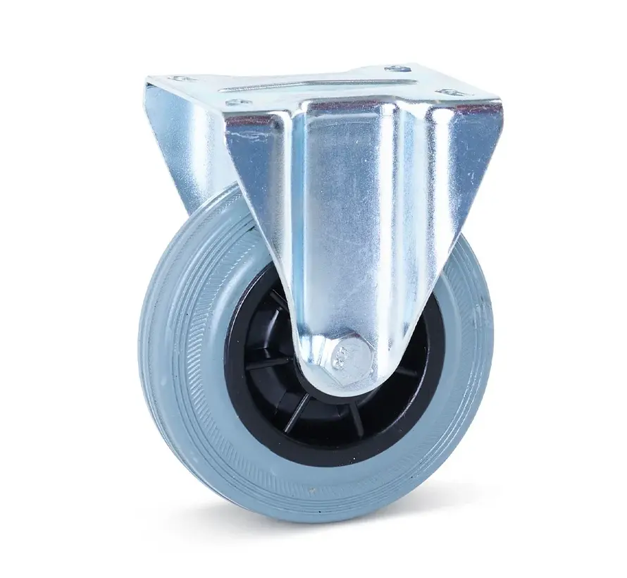 Rotelle fisse in gomma grigia 125 mm - 100 kg - a strisce C