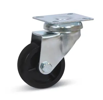 MESO Ruota girevole in PP nero con piastra superiore - 50 mm - 50 kg