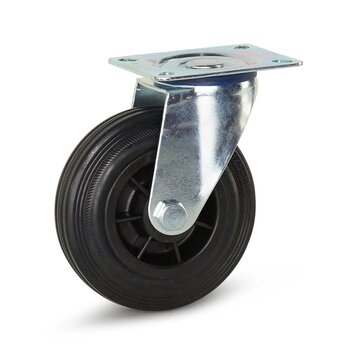 MESO Ruota girevole in gomma con piastra superiore - 125 mm - 120 kg LO