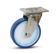 MESO Ruota girevole in acciaio inox PU blu con piastra superiore -125 mm - 220 kg
