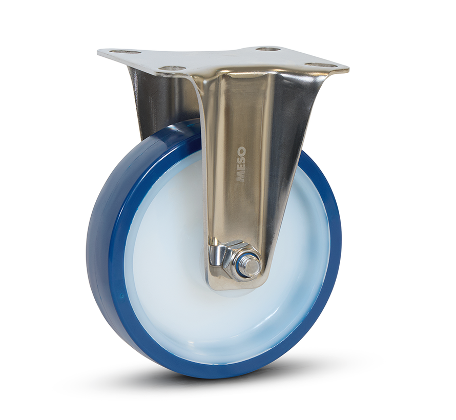 Ruota fissa in acciaio inox blu PU - 125mm - 220kg