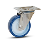 Ruota girevole in acciaio inox blu PU con piastra superiore -100 mm - 180 kg