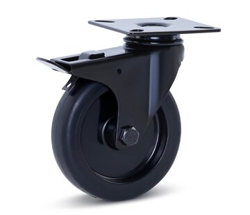 MESO Ruota girevole per mobili nera frenata con piastra superiore - 100mm - 90kg