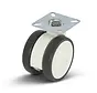Ruota doppia bianca per mobili con piastra superiore - 75mm - 80kg