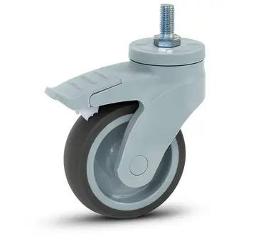 MESO Ruota girevole in plastica grigia frenata con filettatura - 100mm - 100kg