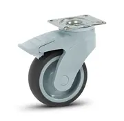 MESO Ruota girevole in plastica grigia frenata con piastra superiore - 100mm - 100kg