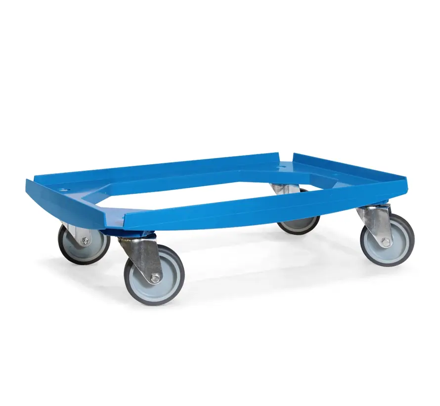 MESO - Carrello di trasporto - Piattaforma a rulli ABS - Blu - Piano di carico 600 x 400mm - 4 ruote girevoli in TPR - 100mm - 250kg