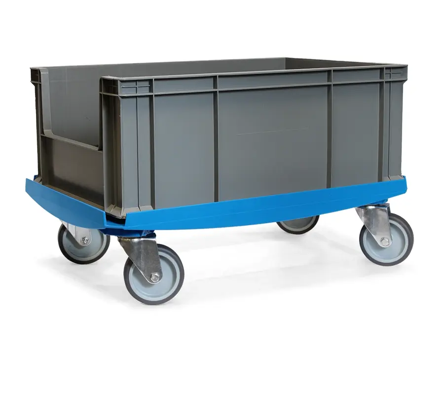 MESO - Carrello di trasporto - Piattaforma a rulli ABS - Blu - Piano di carico 600 x 400mm - 4 ruote girevoli in TPR - 100mm - 250kg