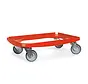 MESO - Carrello di trasporto - Piattaforma a rulli ABS - Rosso - Piano di carico 600 x 400mm - 4 ruote girevoli in TPR - 100mm - 250kg