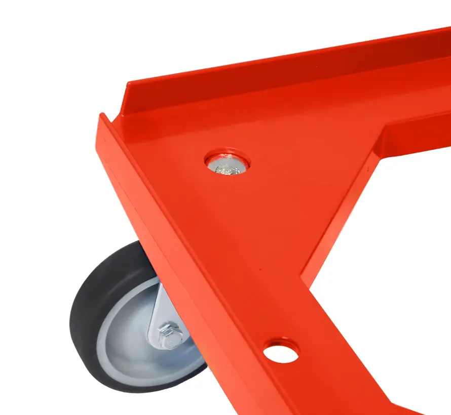 MESO - Carrello di trasporto - Piattaforma a rulli ABS - Rosso - Piano di carico 600 x 400mm - 4 ruote girevoli in TPR - 100mm - 250kg