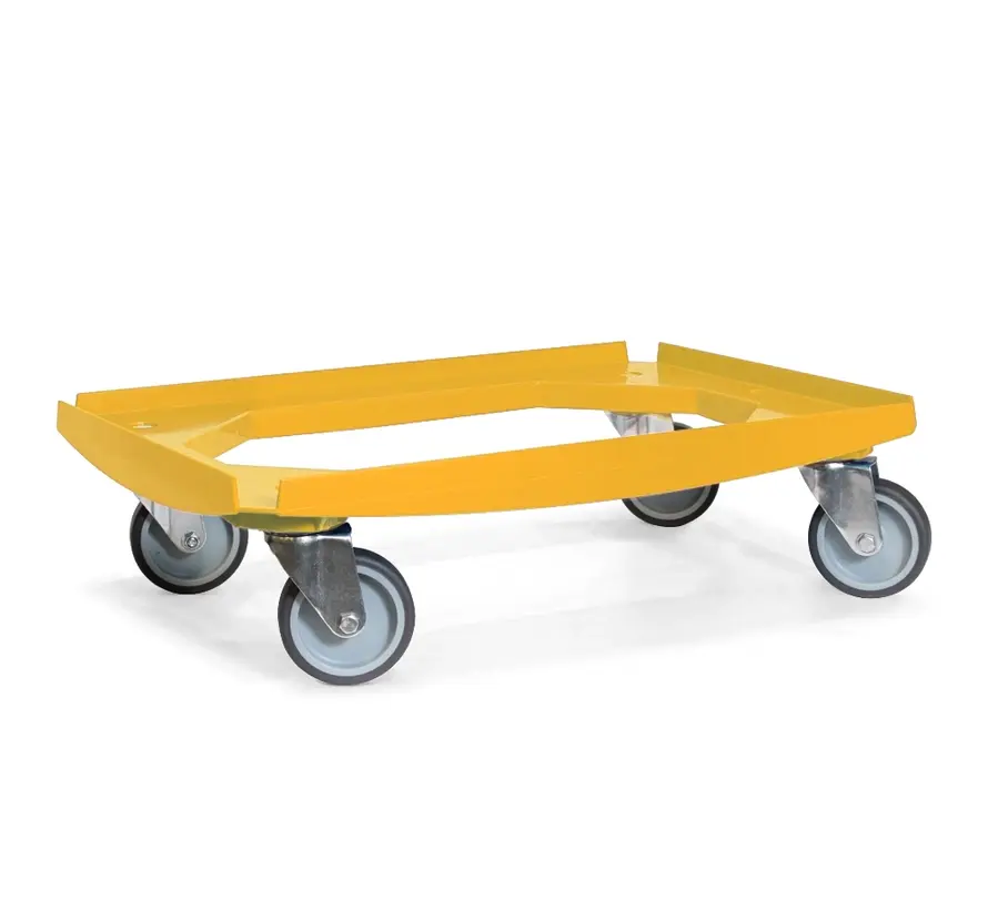 MESO - Carrello di trasporto - Piattaforma a rulli ABS - Giallo - Piano di carico 600 x 400mm - 4 ruote girevoli in TPR - 100mm - 250kg