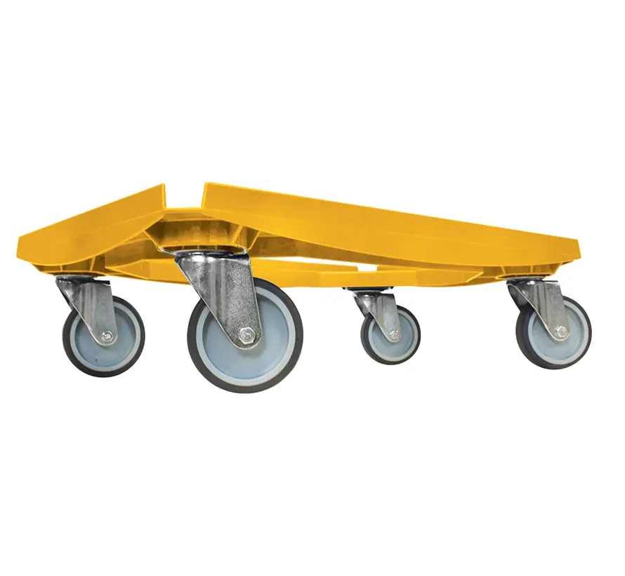 MESO - Carrello di trasporto - Piattaforma a rulli ABS - Giallo - Piano di carico 600 x 400mm - 4 ruote girevoli in TPR - 100mm - 250kg