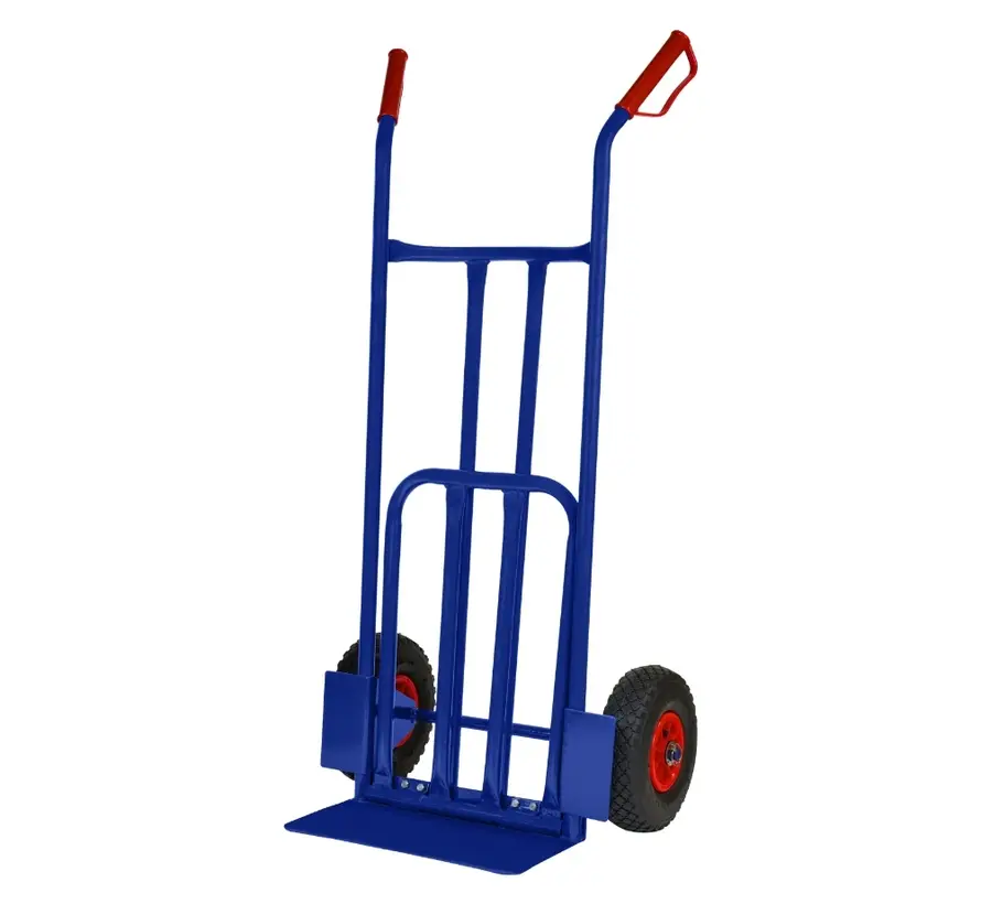 Steekwagen blauw - incl. klep - Max 200 kg - Luchtband Rood/Zwart