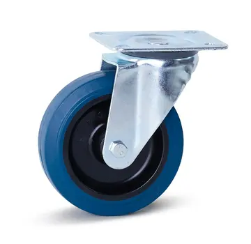 MESO Ruota girevole in gomma elastica blu con piastra superiore - 125 mm - 180 kg - In fase di dismissione