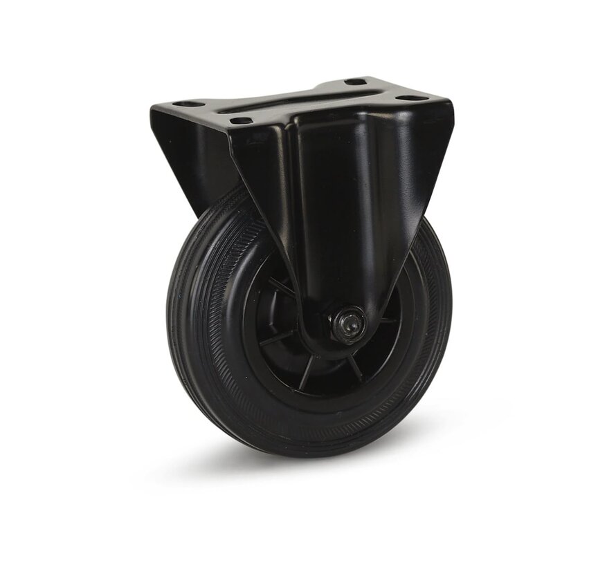 Rotelle fisse in gomma nera - 125mm - 150kg - Phase out - Phase out