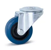 MESO Ruota girevole in gomma elastica blu con foro centrale - 80mm - 100kg - Phase out - Phase out
