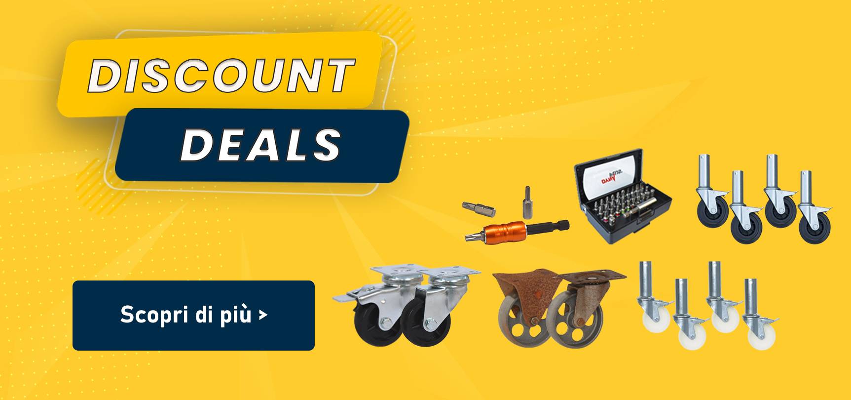 4 Ruote Industriali Lesolar 150mm - Gomma Solida, 1000kg Di Carico, 2 Girevoli Con Freni + 2 Fisse - Foto 4