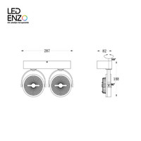 thumb-LED plafondlamp met 2 spotlights verstelbaar dimbaar CREE-COB 30W AR111-5