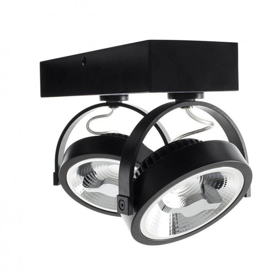 Zwarte verstelbare CREE-COB 30W AR111 LED plafondlamp met 2 spotlights (dimbaar)-3