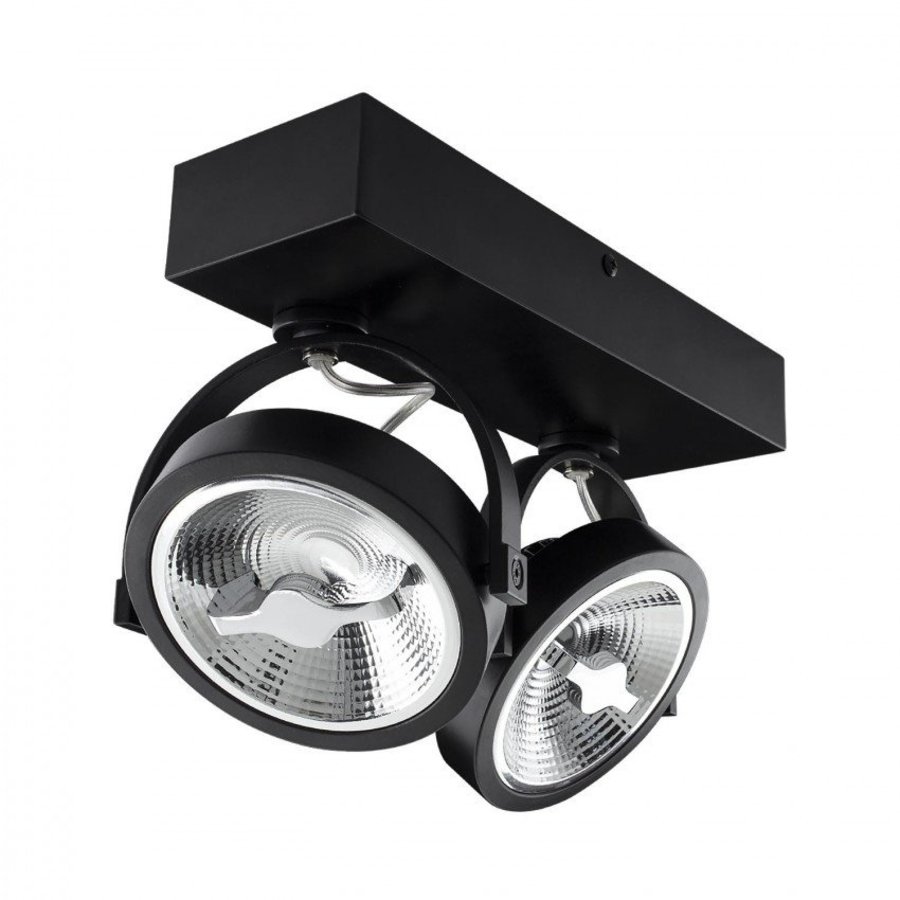 Zwarte verstelbare CREE-COB 30W AR111 LED plafondlamp met 2 spotlights (dimbaar)-2
