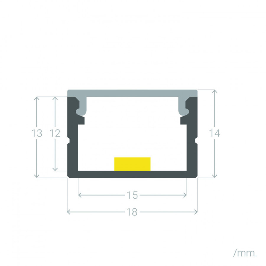 Aluminium profiel voor 120 LED/m B39 strips, 1 meter-5